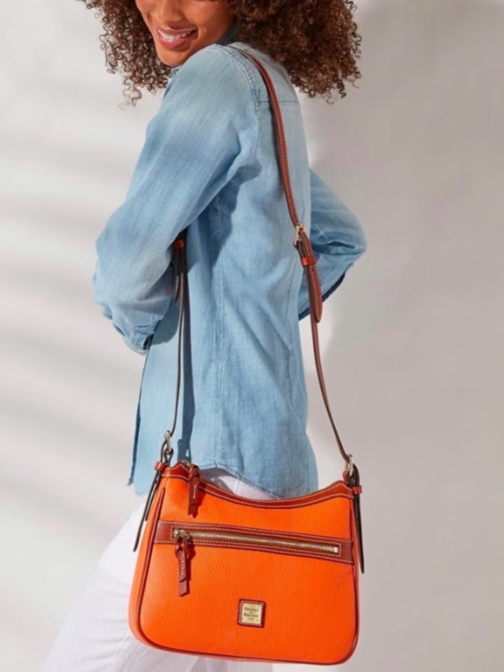 Dooney & Bourke Pebble Piper burnt orange Crossbody Bag Extra strap + Dust bag